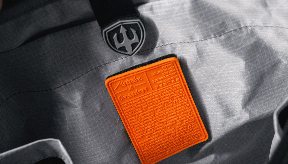 close up view of patch detail inside messenger bag