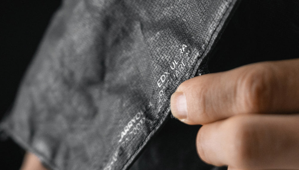 close up view of EDX Ultra print on sling