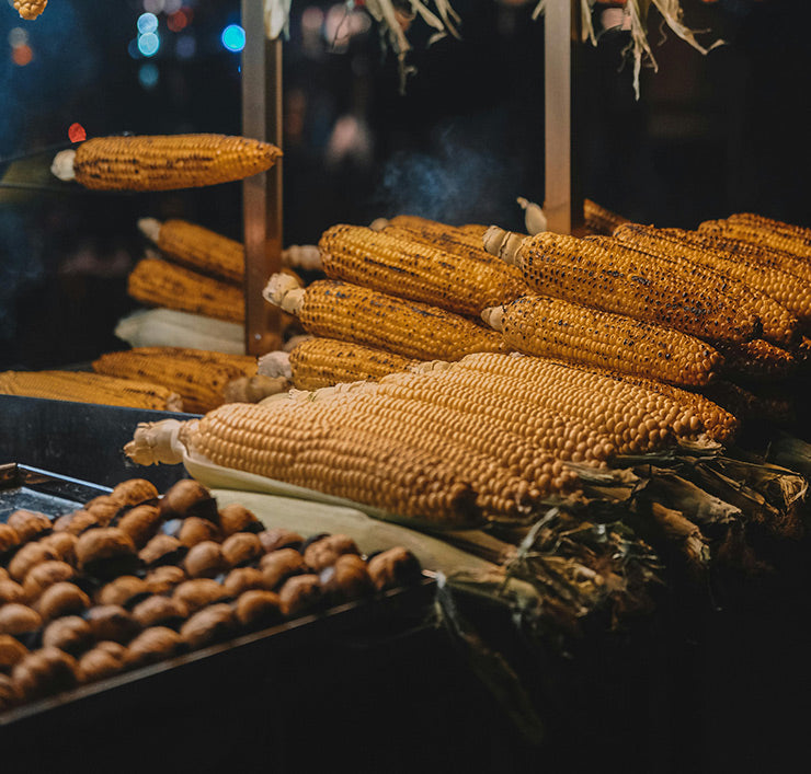 Mexican street corn at a food stall