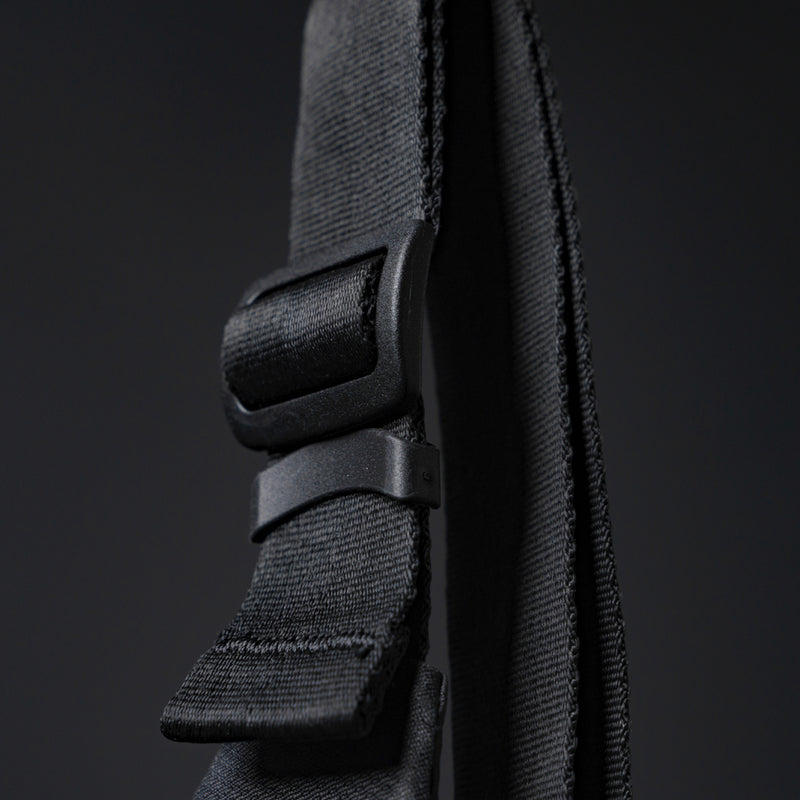 Close up view of hip belt strap adjustment