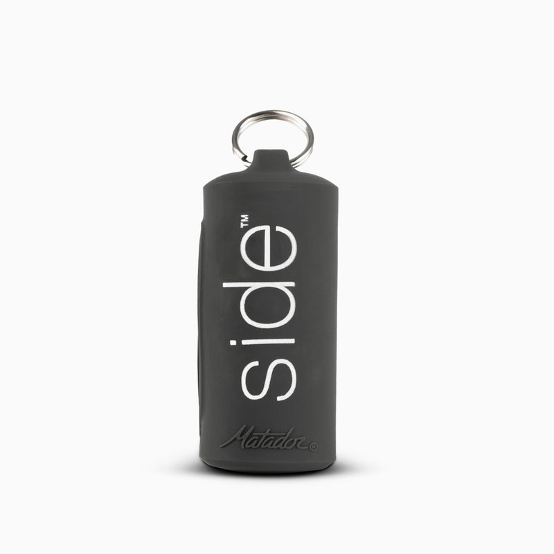 Keychain Mask with white Side logo on light gray background