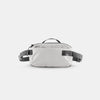 front view of arctic white sling bag on white background