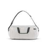 front view of arctic white duffle on white background