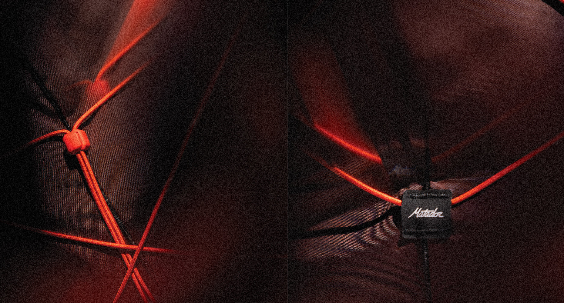 close up view of garnet bags with bright orange cord