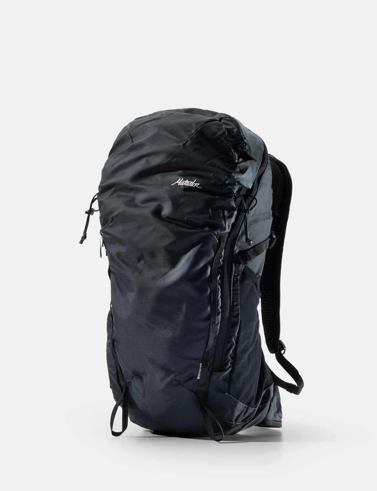 Black backpack on a white background