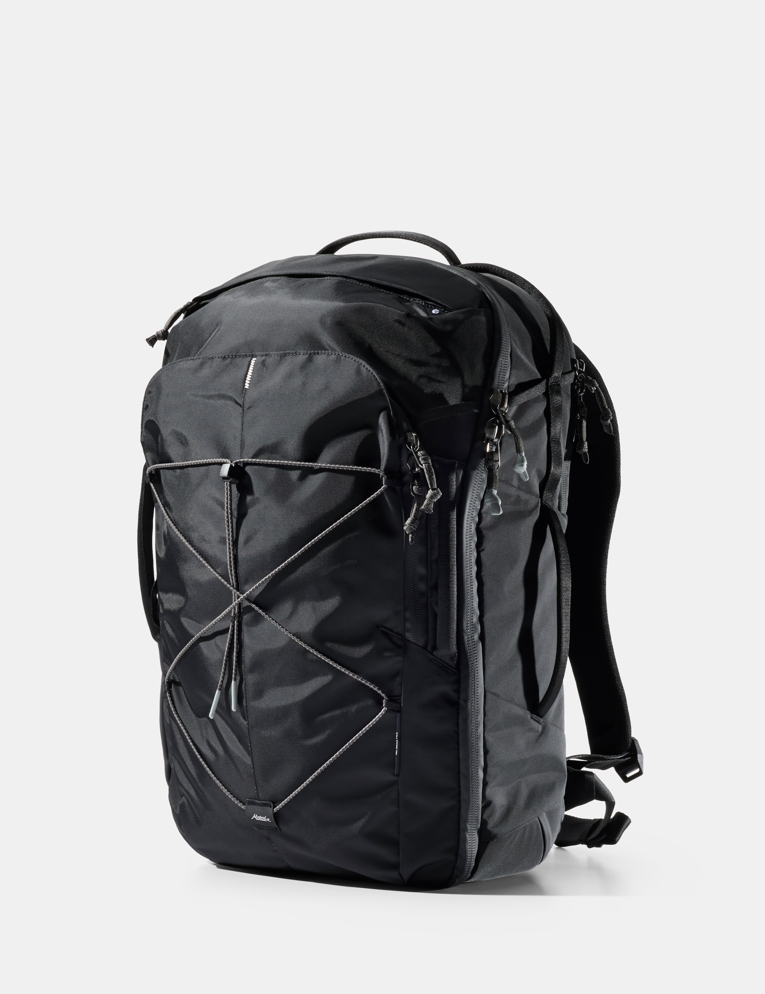 Black backpack on a white background