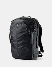 Black backpack on a white background