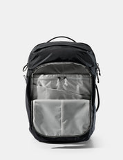 Black and gray backpack on a white background