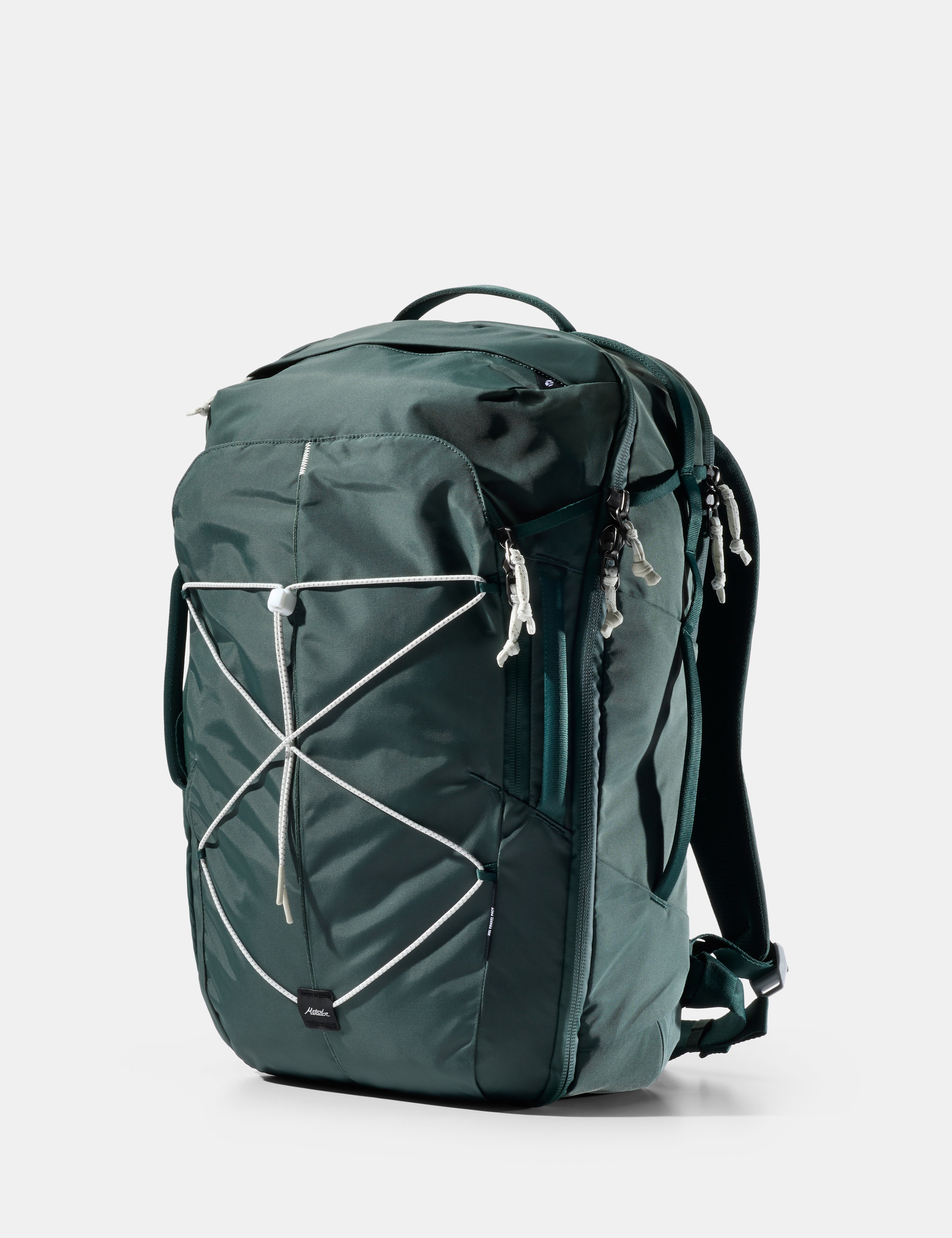 Green backpack  on a white background