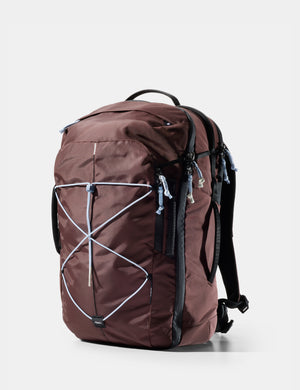garnet backpack with black straps on a white background