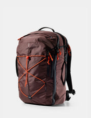 garnet backpack with orange accents on a white background
