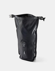 Black dry bag with a brand logo on a white background