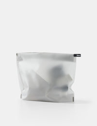 white toiletry case on a white background