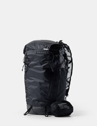 Black backpack on a white background
