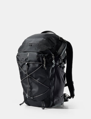 Black backpack on a white background
