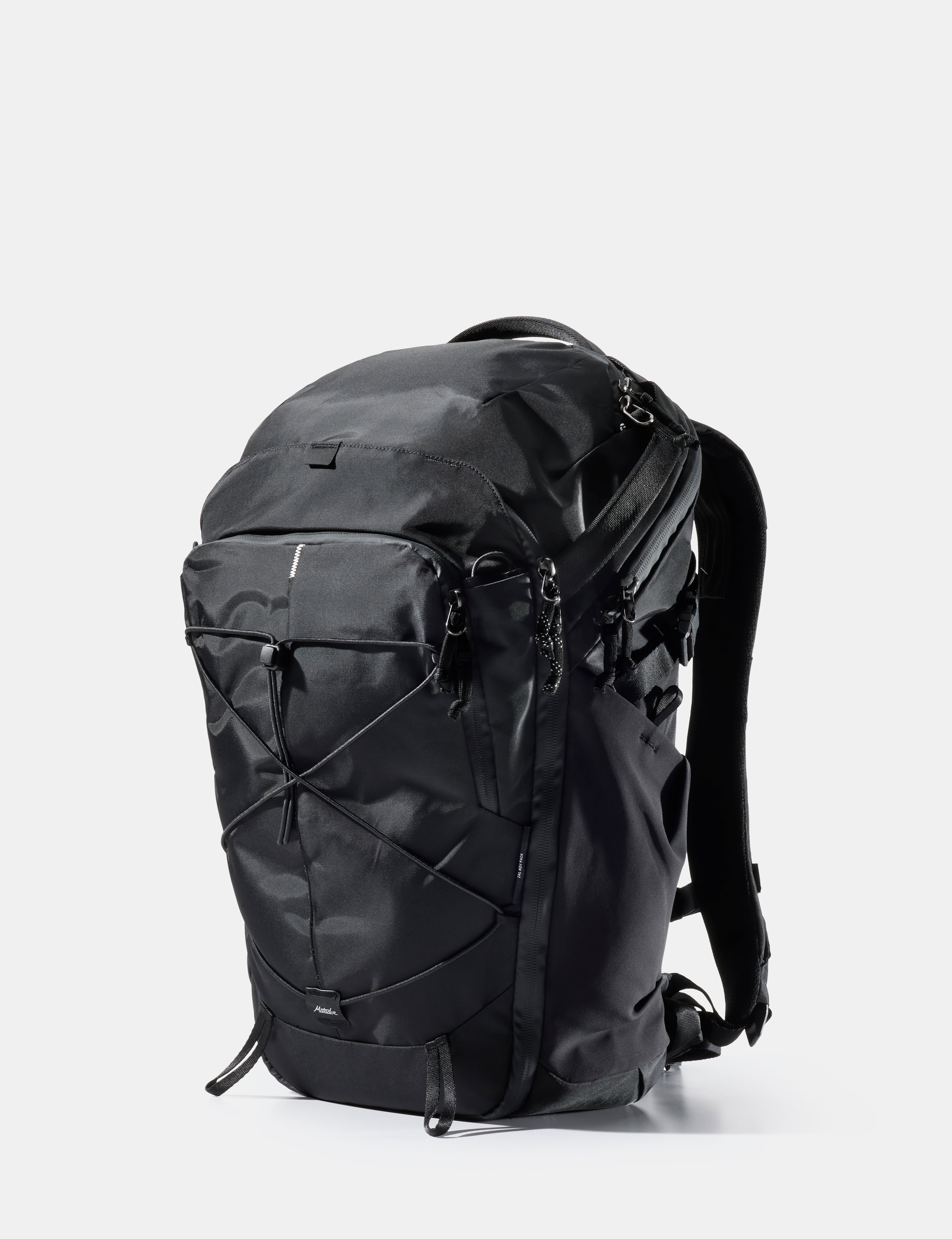 Black backpack on a white background