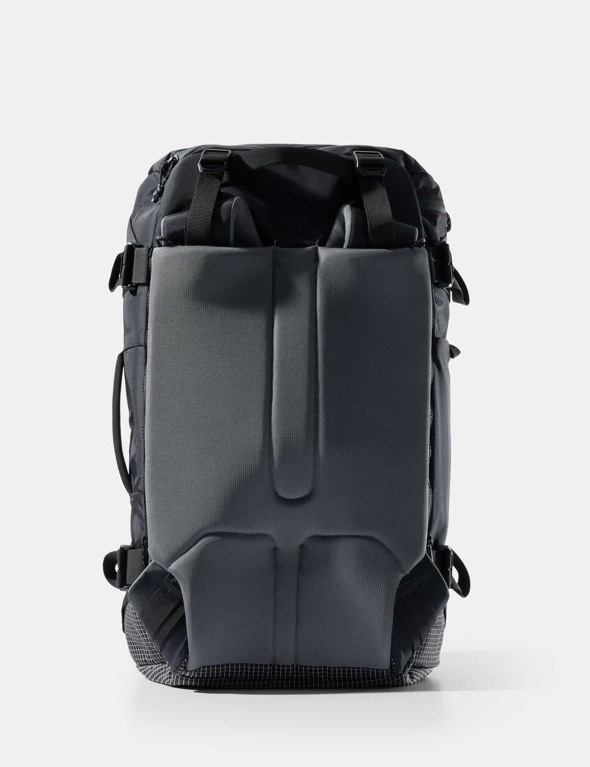 Black backpack on a white background