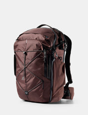 garnet backpack with black straps on a white background