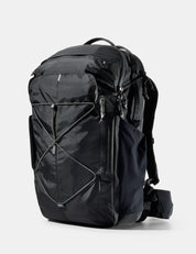 black bag with black cord on white background