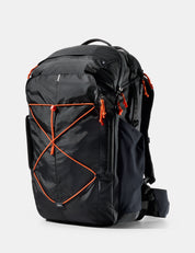 black bag with orange cord and pullers on white background