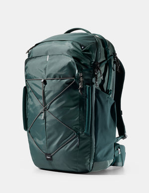 juniper backpack with black cord and pullers on white background