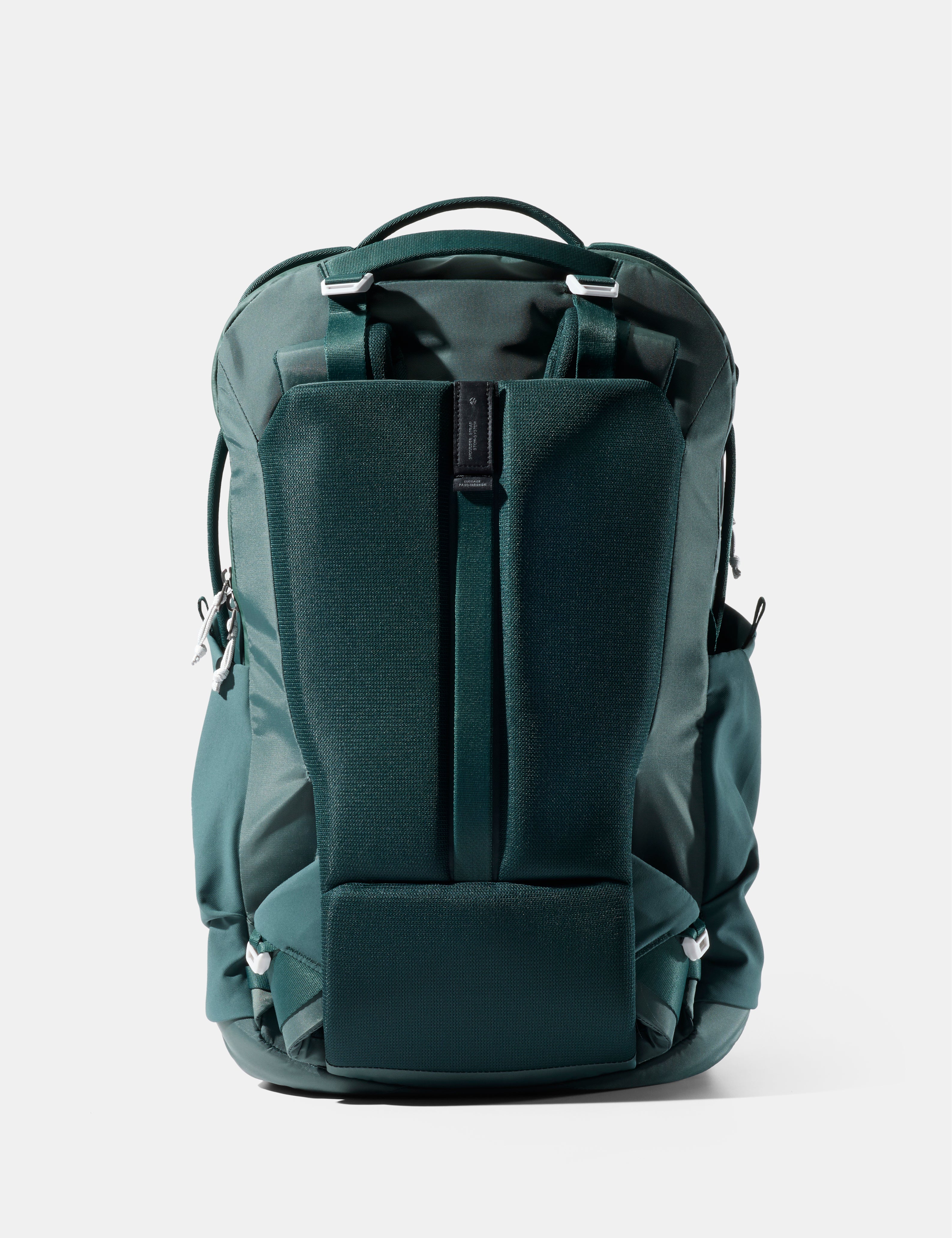 Green backpack on a light gray background