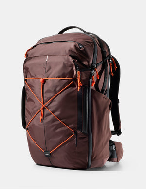 garnet bag with orange cord and pullers on white background
