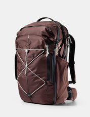 garnet bag with white cord and pullers on white background