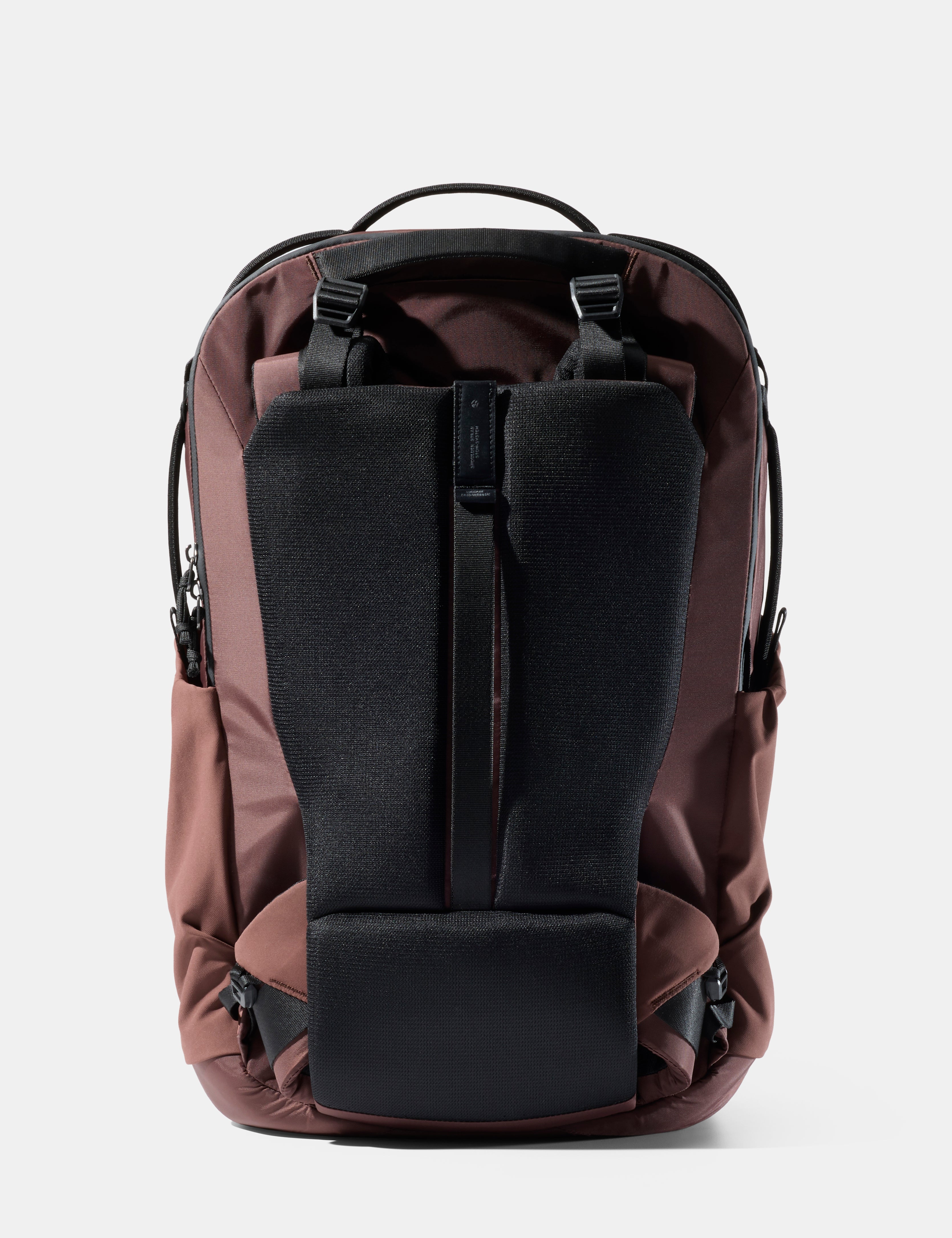 garnet and black backpack on a white background