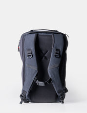 straps of black backpack on white background
