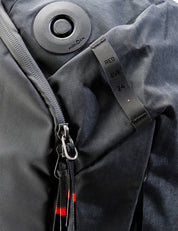 hardware details on black backpack