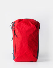red backpack on white background
