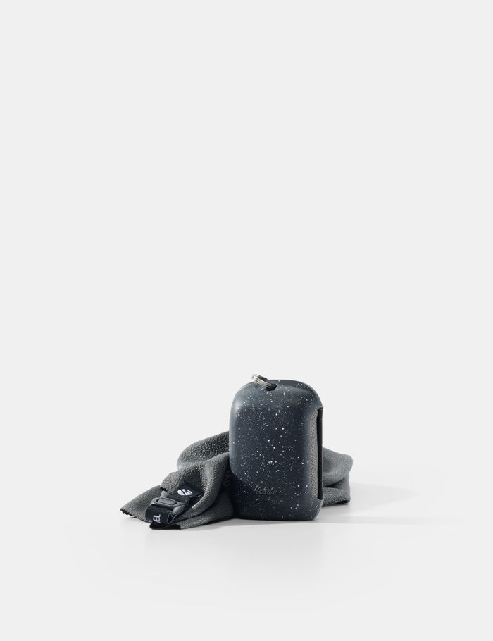 Black speckled towel and case