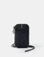 Black travel wallet on white background