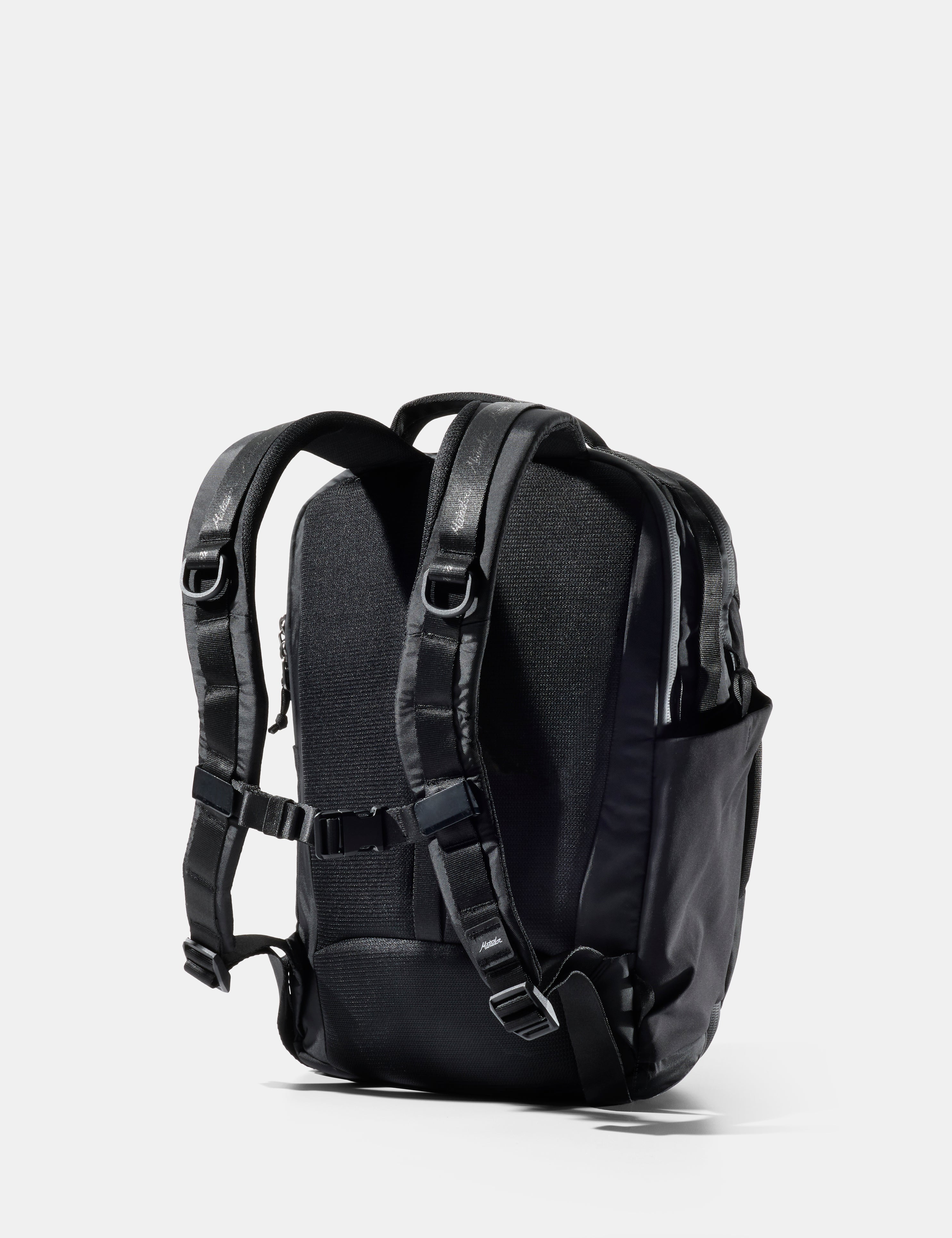 Black backpack on a white background