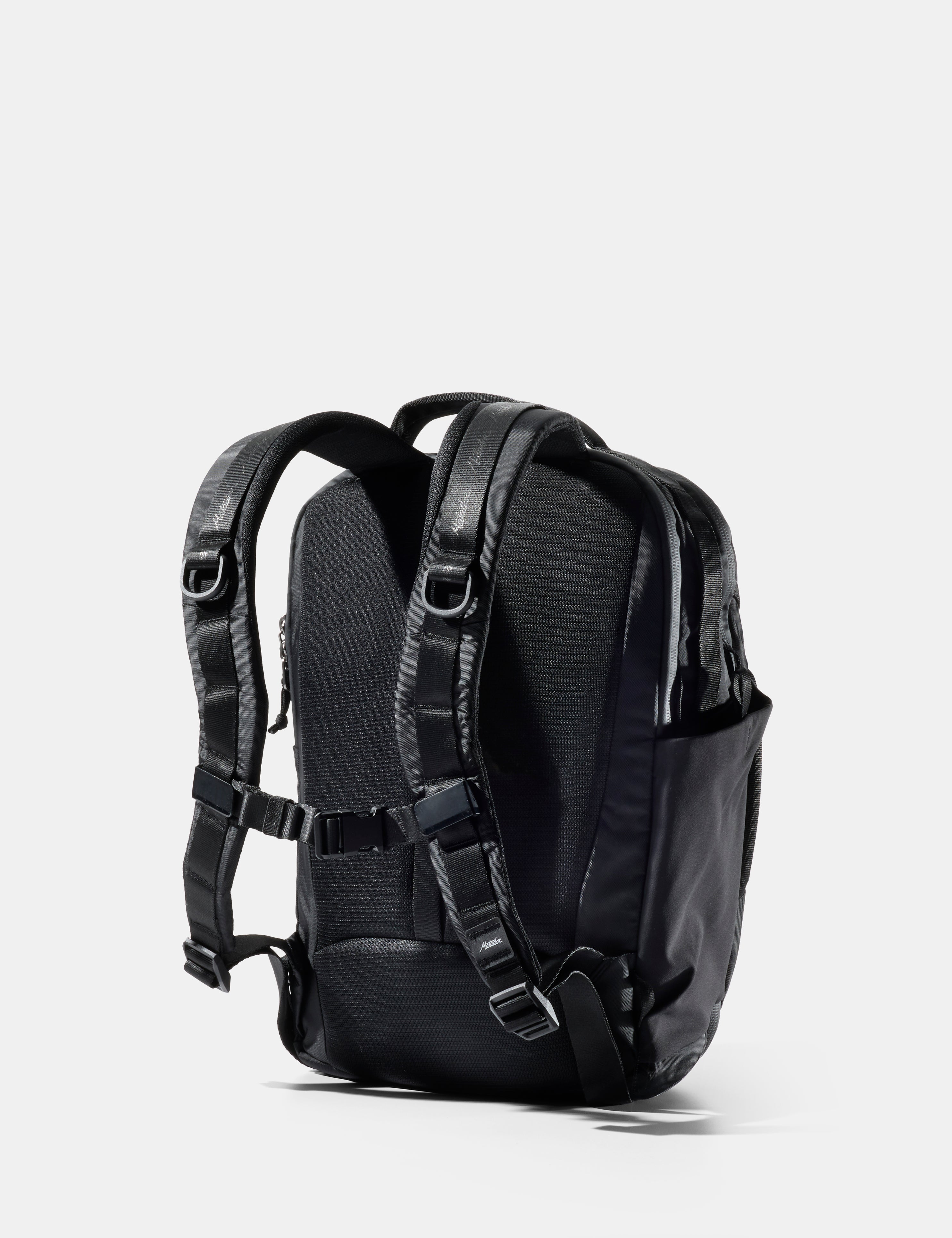 Black backpack on a white background