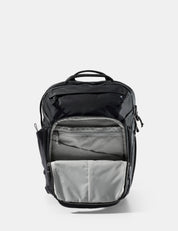 Black and gray backpack on a white background