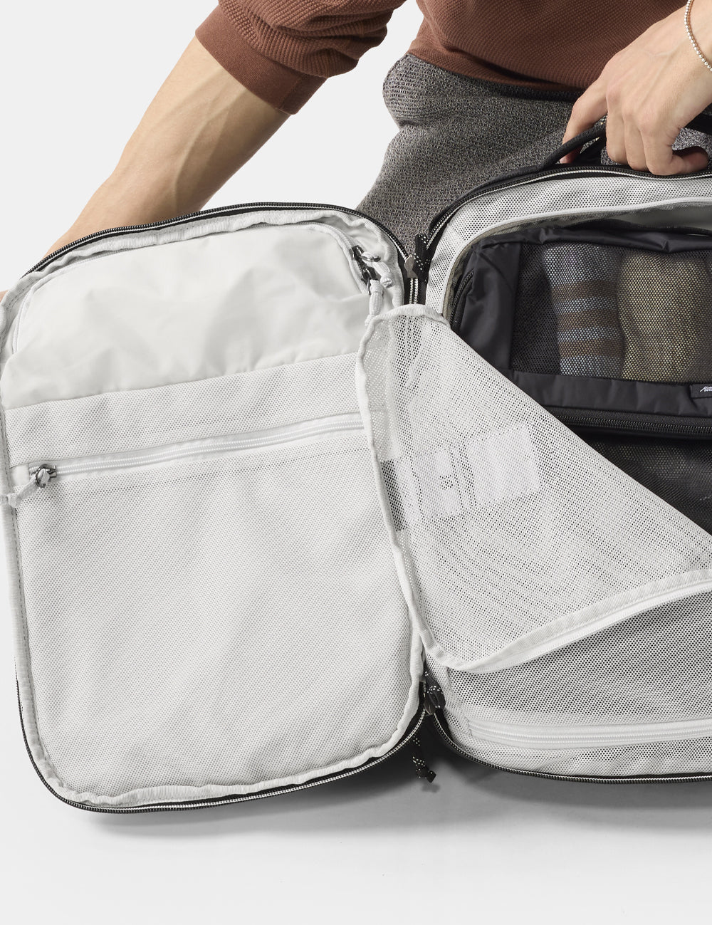 inside mesh material of backpack