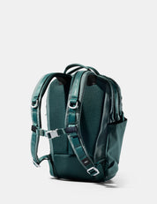 Green backpack on a white background