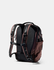 Backpack with garnet  and black design on a white background