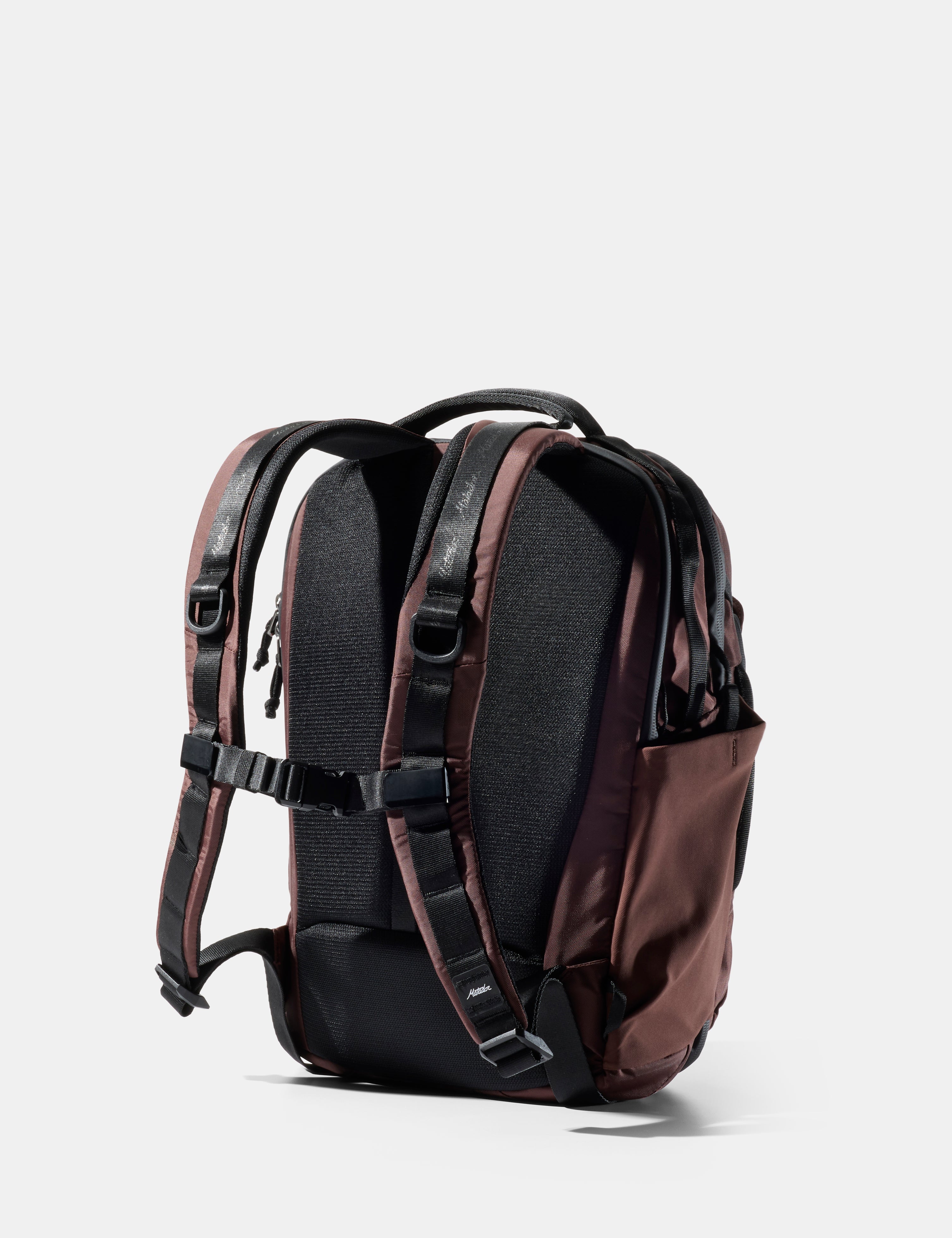 Backpack with garnet  and black design on a white background