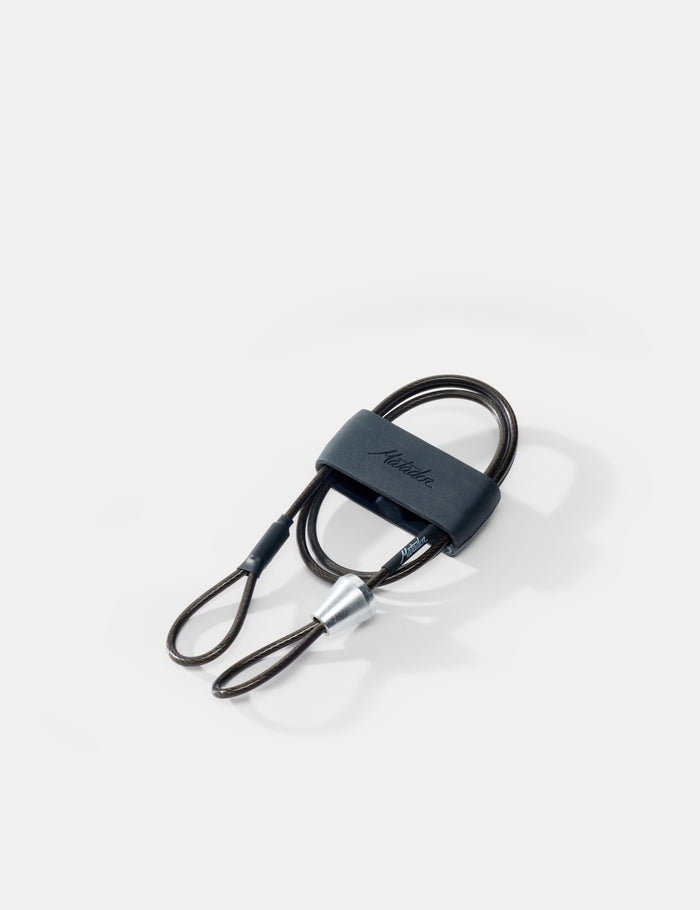 Black security cable on a white background