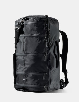Black backpack on a white background