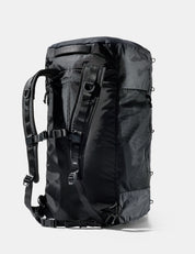 Black backpack on a white background