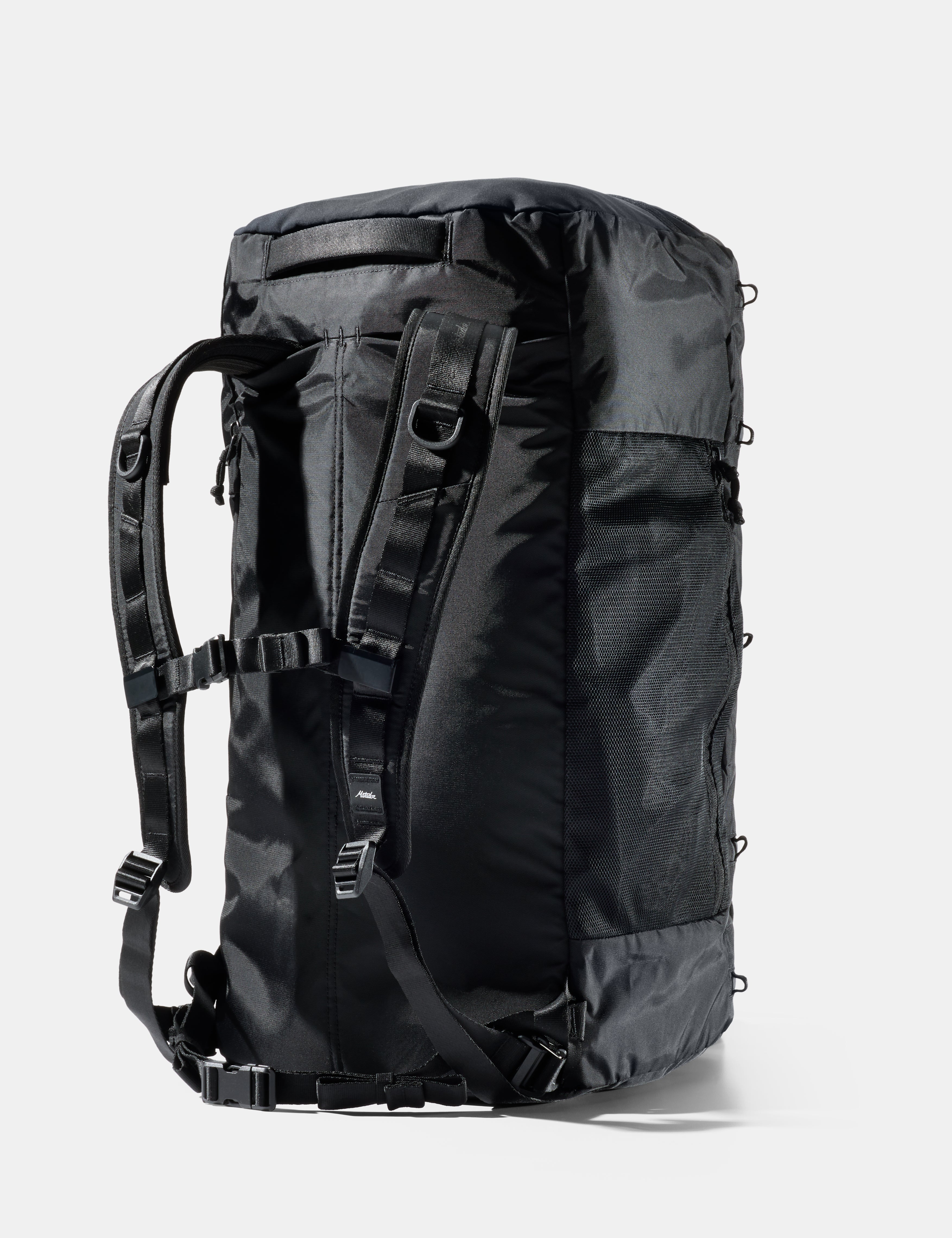 Black backpack on a white background