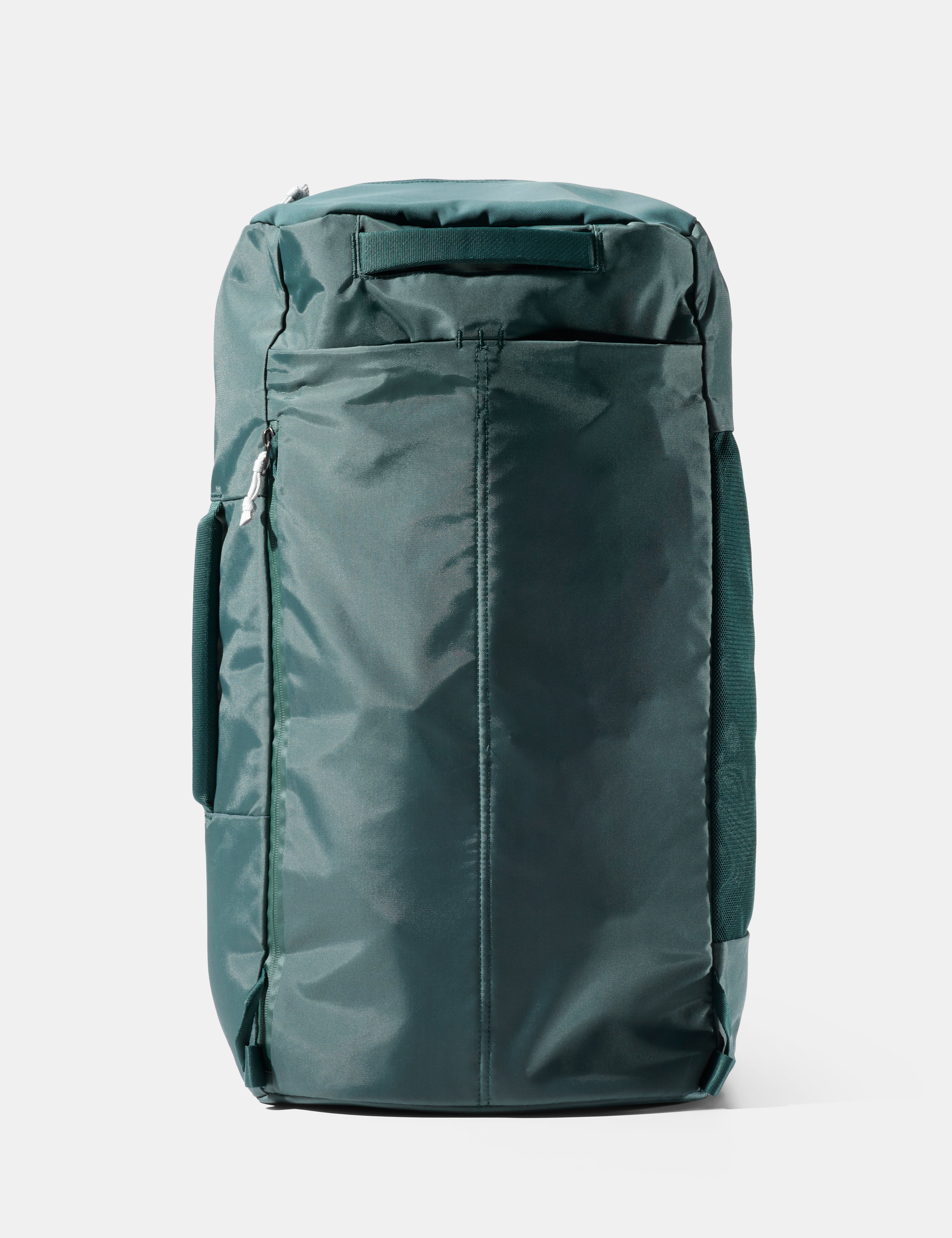 Green backpack on a white background