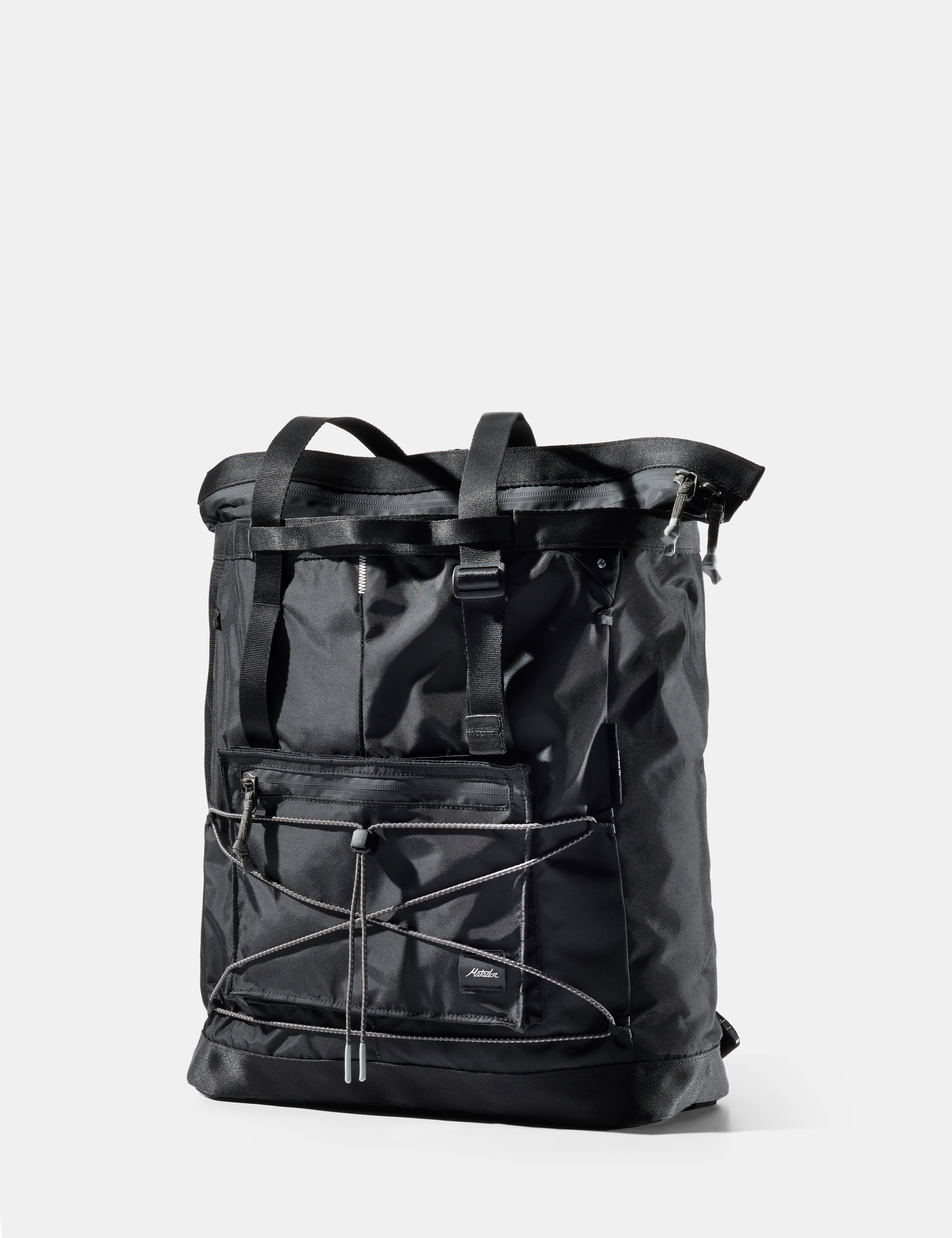 Black tote on a white background