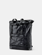 Black tote pack on a white background