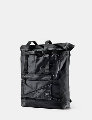Black tote pack on a white background