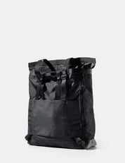 Black tote pack on a white background